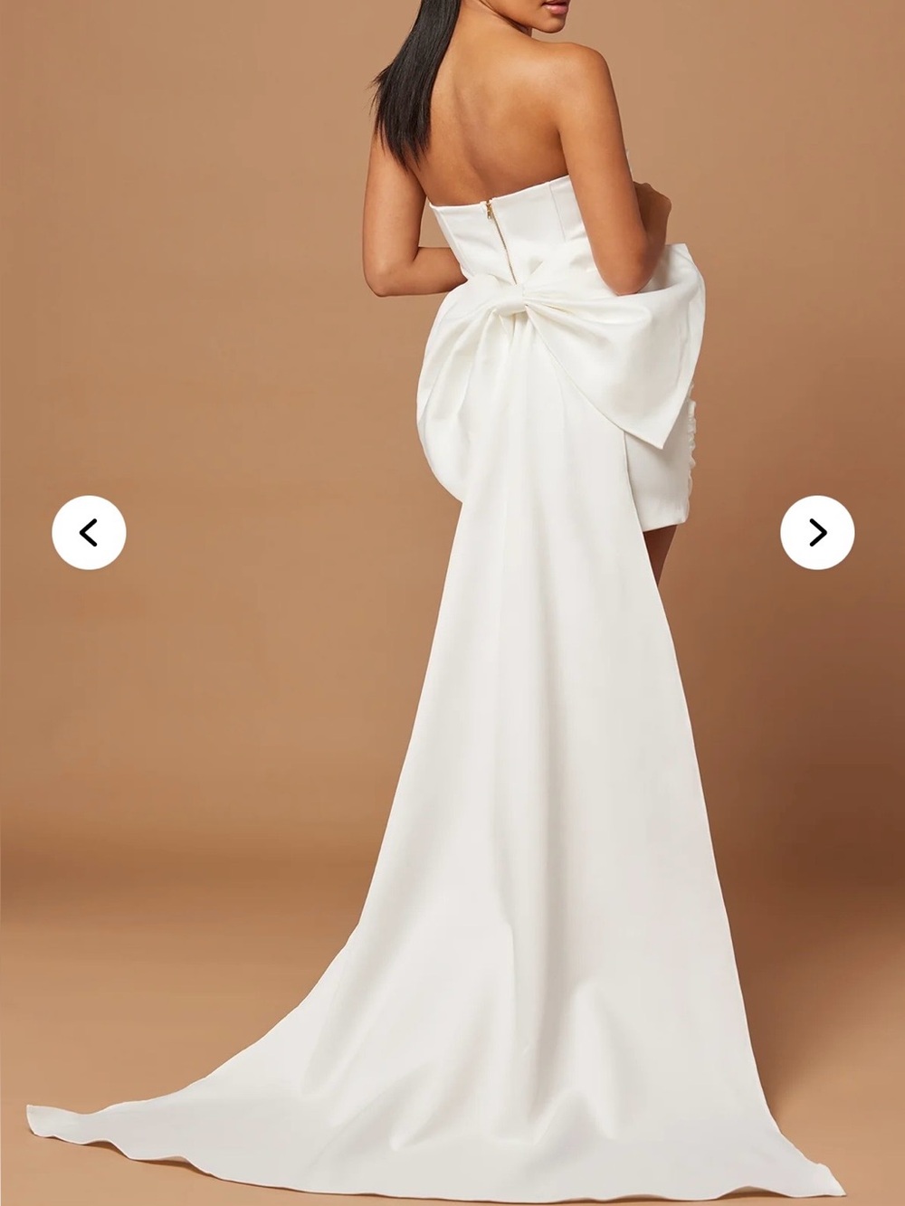 Fashion Nova Luxe White Strapless Mini Bridal Dress Detachable Bow Medium